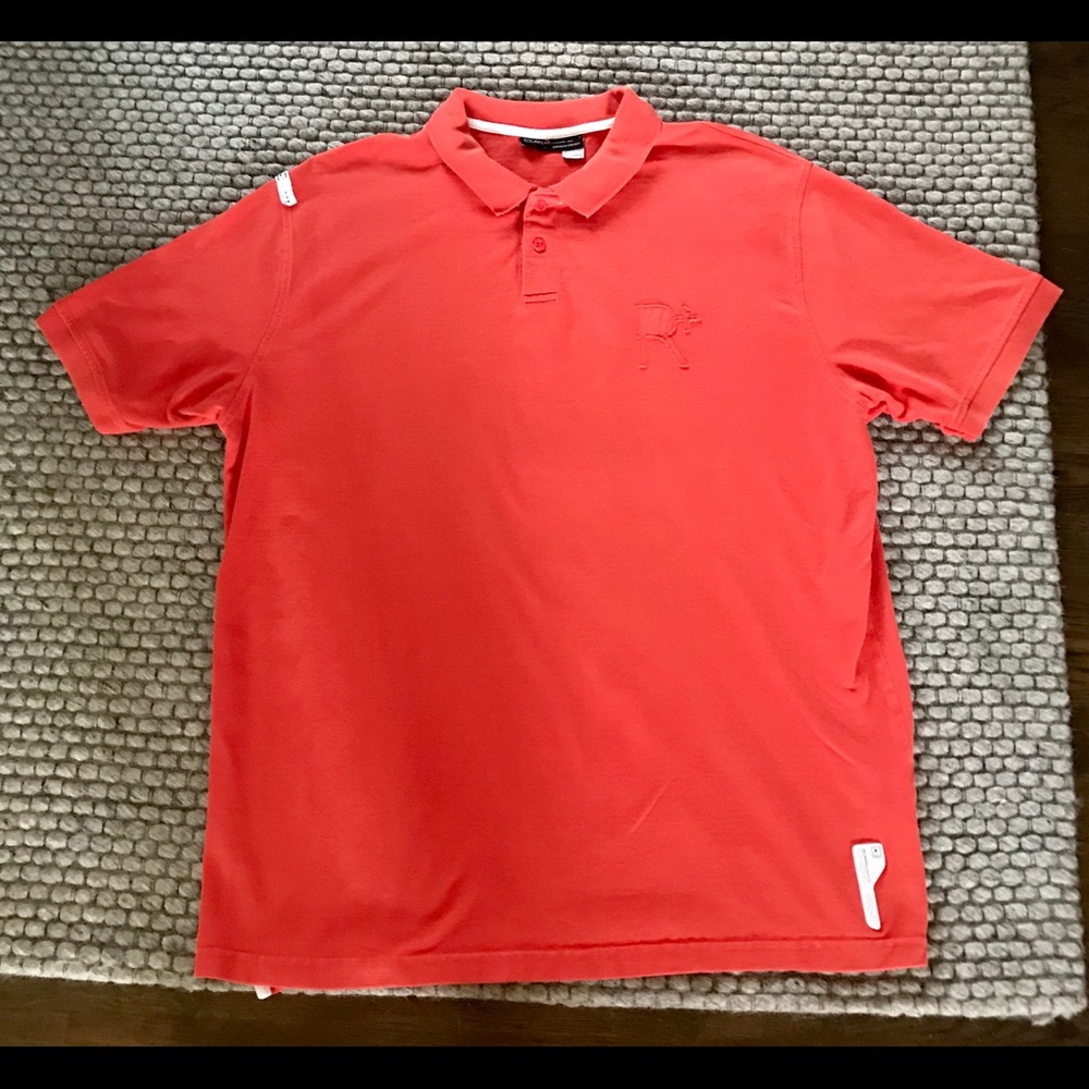 2000’s Rocawear Faded Red R+ Rugby Polo, White Label 20+ Years Old
